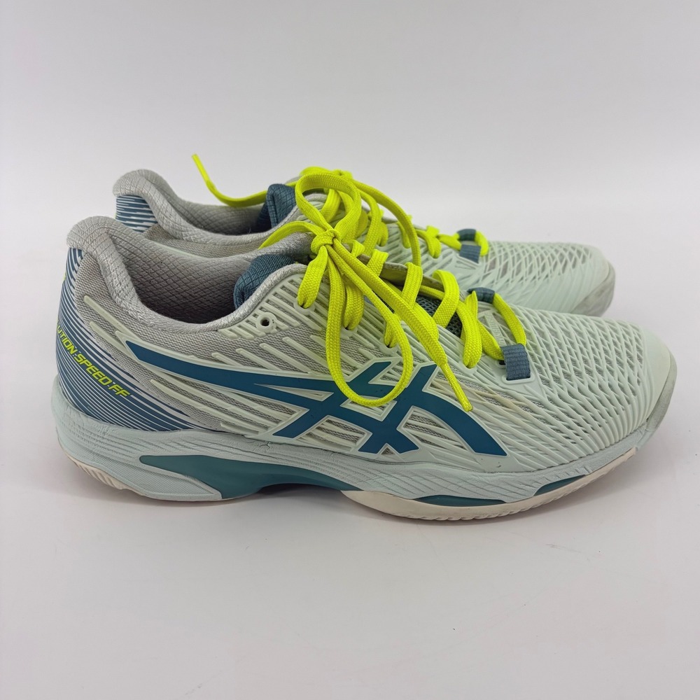 Asics Solution Speed FF Tennis Shoes Mint Green Blue Neon Yellow 1042A136 Size 7
